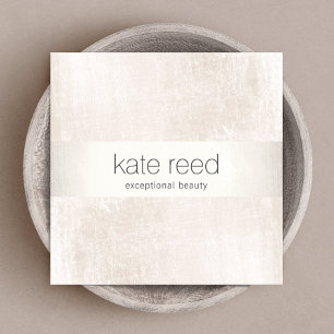 Carte De Visite Carré Elégant brossé Marbre blanc en bande d'argent