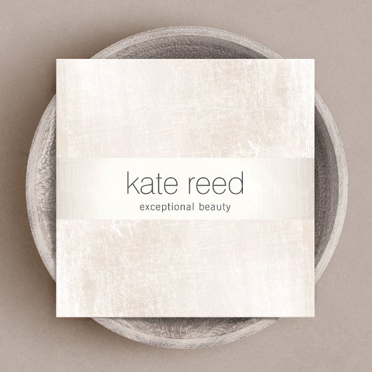 Carte De Visite Carré Elégant brossé Marbre blanc en bande d'argent