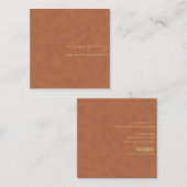 Carte De Visite Carré Élégant Brown Suede cuir Texture Professionnel (Devant / Derrière)