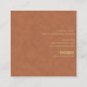 Carte De Visite Carré Élégant Brown Suede cuir Texture Professionnel (Dos)