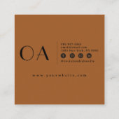 Carte De Visite Carré Élégant Burnt Orange Neutre Boho Moderne Unique (Dos)