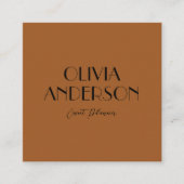 Carte De Visite Carré Élégant Burnt Orange Neutre Boho Moderne Unique (Devant)