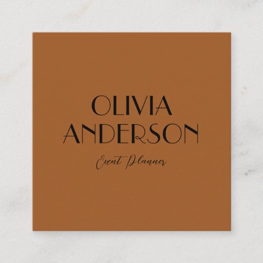 Carte De Visite Carré Élégant Burnt Orange Neutre Boho Moderne Unique (Devant)