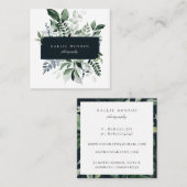 Carte De Visite Carré Elégant cadre de feuillage forestier (Devant / Derrière)