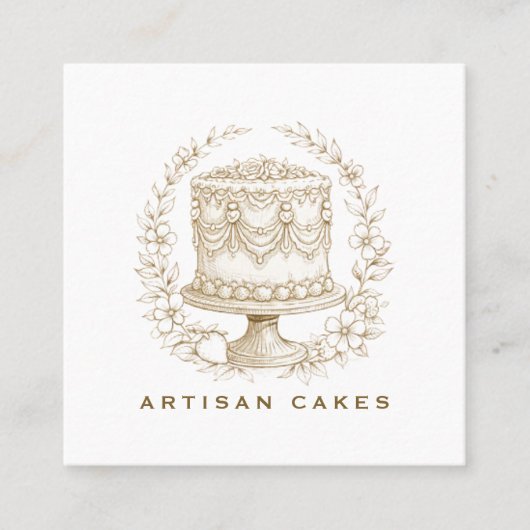 Carte De Visite Carré Elegant Cake Bakery Logo (Devant)