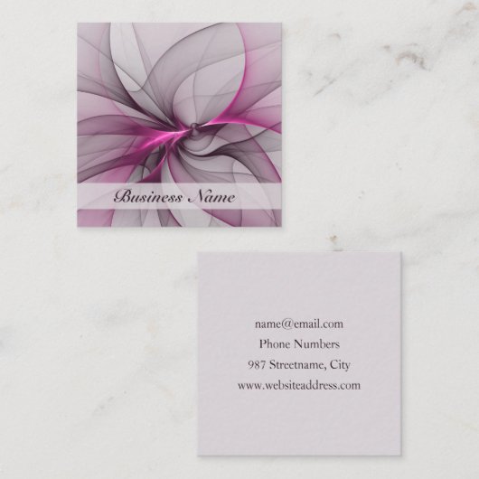 Carte De Visite Carré Elégant Chaos Moderne Abstrait rose Fractal Art (Devant / Derrière)