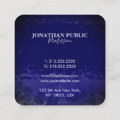 Carte De Visite Carré Élégant chic bleu abstrait monogramme (Dos)