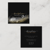 Carte De Visite Carré Élégant Chic Dust Gold Sparkscript noir (Devant / Derrière)