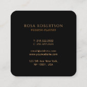 Carte De Visite Carré Élégant Chic Golden Ornamental Monogramme (Dos)