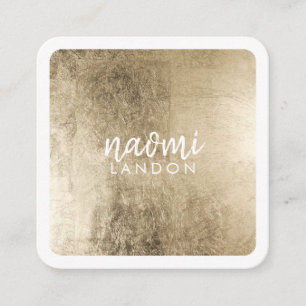 Carte De Visite Carré Elégant chic or moderne carré minimaliste blanc
