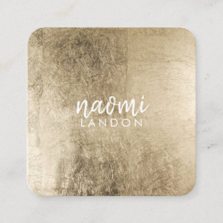 Carte De Visite Carré Elégant chic or moderne carré minimaliste blanc