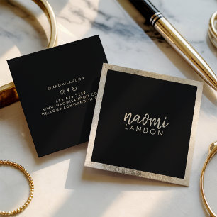 Carte De Visite Carré Elégant chic or moderne carré minimaliste noir