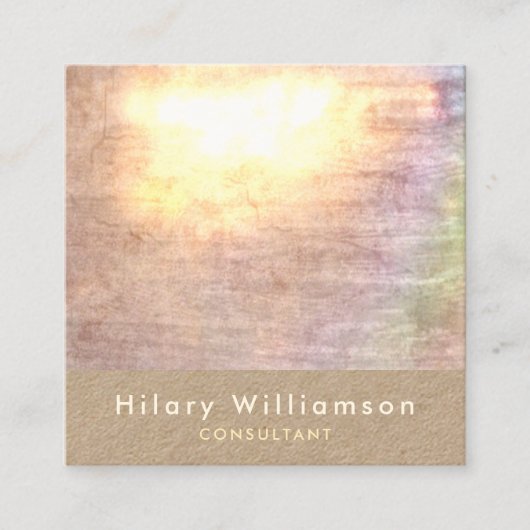 Carte De Visite Carré Élégant Chic Pastel Beige Grunge Kraft (Devant)
