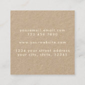 Carte De Visite Carré Élégant Chic Pastel Beige Grunge Kraft (Dos)