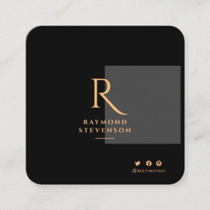 Carte De Visite Carré Élégant Chic Professional Gold Monogramme