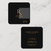 Carte De Visite Carré Élégant Chic Professional Gold Monogramme (Devant / Derrière)