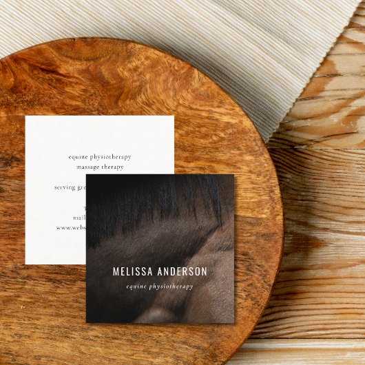 Carte De Visite Carré Élégant Chiropraticien de l'équine Physiothérapeut