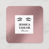 Carte De Visite Carré Élégant cils rose doré carré (Devant)