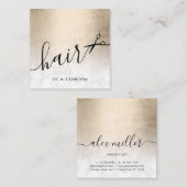 Carte De Visite Carré Elégant ciseaux de marbre doré en cuivre coiffeur (Devant / Derrière)