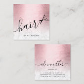 Carte De Visite Carré Elégant ciseaux de marbre doré rose coiffeur (Devant / Derrière)