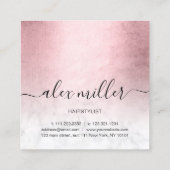 Carte De Visite Carré Elégant ciseaux de marbre doré rose coiffeur (Dos)