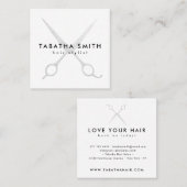 Carte De Visite Carré Elégant ciseaux en feuille d'argent coiffeur coiff (Devant / Derrière)