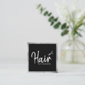 Carte De Visite Carré Elégant ciseaux noir et argent coiffeuse (Debout devant)