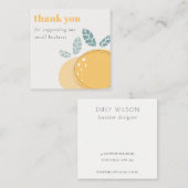 Carte De Visite Carré Élégant Citron mignon Gras Merci de Fruité (Devant / Derrière)