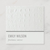 Carte De Visite Carré Elégant Classy Simple Ivory Blanc Cuir Texture (Devant)