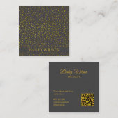 Carte De Visite Carré Elégant code QR points dorés motif moderne (Devant / Derrière)