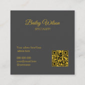 Carte De Visite Carré Elégant code QR points dorés motif moderne (Dos)