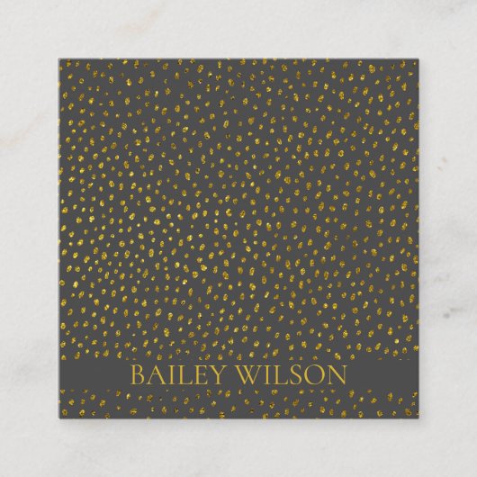 Carte De Visite Carré Elégant code QR points dorés motif moderne (Devant)