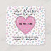 Carte De Visite Carré Elégant Coeur Rose avec Speckles Design (Dos)