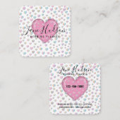 Carte De Visite Carré Elégant Coeur Rose avec Speckles Design (Devant / Derrière)