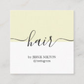 Carte De Visite Carré Elégant coiffeur blanc jaune (Devant)