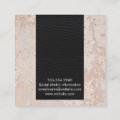 Carte De Visite Carré Élégant cuir noir | Mur texturé (Dos)
