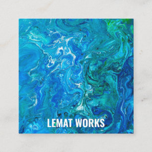 Carte De Visite Carré Élégant Dentelle folle Agate 2 - Blue Aqua