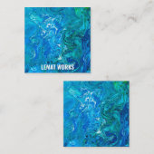 Carte De Visite Carré Élégant Dentelle folle Agate 2 - Blue Aqua (Devant / Derrière)