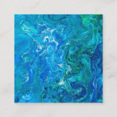 Carte De Visite Carré Élégant Dentelle folle Agate 2 - Blue Aqua (Dos)