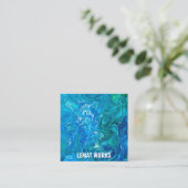 Carte De Visite Carré Élégant Dentelle folle Agate 2 - Blue Aqua (Debout devant)