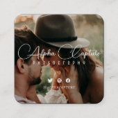 Carte De Visite Carré Élégant design moderne de script professionnel pho (Devant)