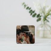 Carte De Visite Carré Élégant design moderne de script professionnel pho (Debout devant)