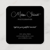 Carte De Visite Carré Élégant design moderne de script professionnel pho (Dos)