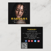 Carte De Visite Carré Élégant design moderne de script professionnel pho (Devant / Derrière)