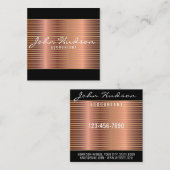 Carte De Visite Carré Élégant design moderne écriture cuivre (Devant / Derrière)