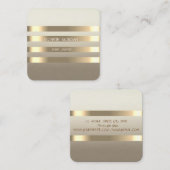 Carte De Visite Carré Élégant Design Moderne Faux Gold Striped (Devant / Derrière)