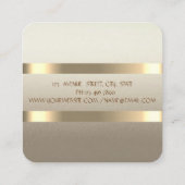 Carte De Visite Carré Élégant Design Moderne Faux Gold Striped (Dos)