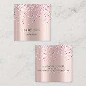 Carte De Visite Carré Élégant Design Simple, Confetti Rose Gold (Devant / Derrière)