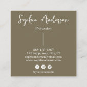 Carte De Visite Carré Elegant Earthy Olive Script Bow       (Dos)