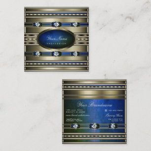 Carte De Visite Carré Elégant effet Argent Bleu et Vert marbre Patten